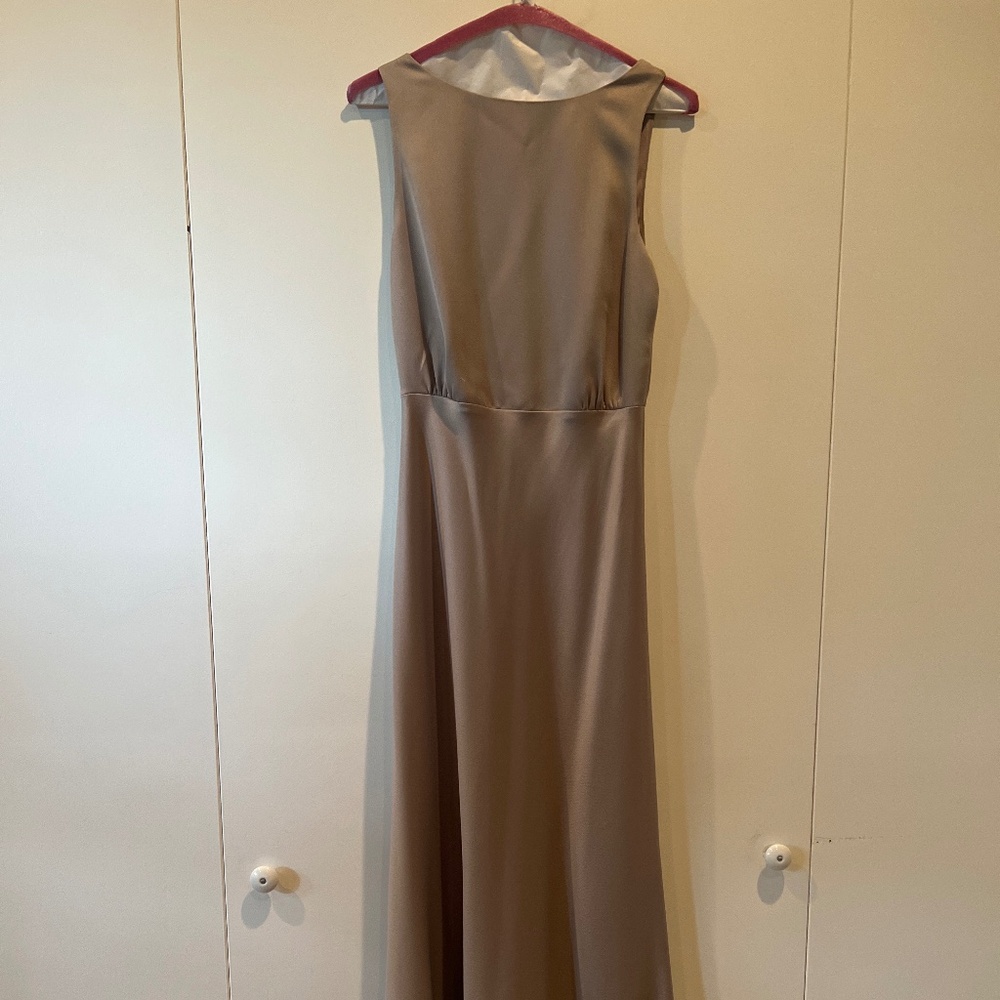 BHLDN Beckett Satin Charmeuse Maxi Dress - Dove Grey